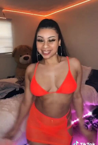 Hot BbygShai in Electric Orange Bikini Top