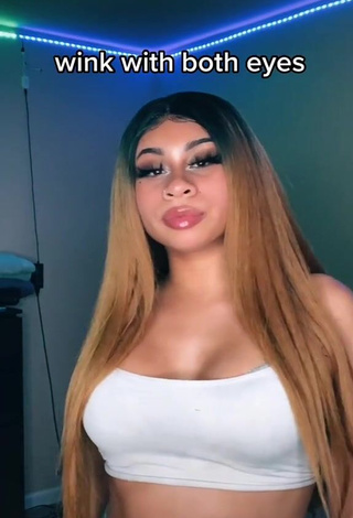 Beautiful BbygShai Shows Cleavage in Sexy White Crop Top