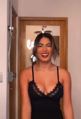 1. Erotic Camilla Contreras Shows Cleavage in Black Top and Bouncing Breasts