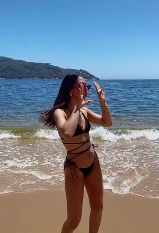 Erotic Kimberly Loaiza in Black Bikini at the Beach