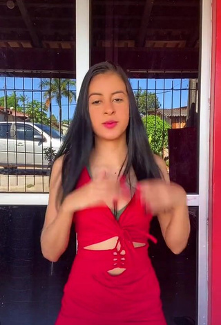 1. Erotic Daniele Lopes da Silva Shows Cleavage in Red Dress