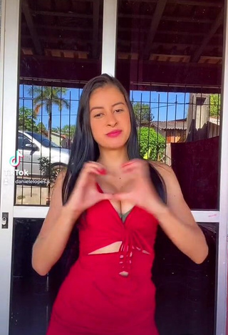 1. Irresistible Daniele Lopes da Silva Shows Cleavage in Red Dress